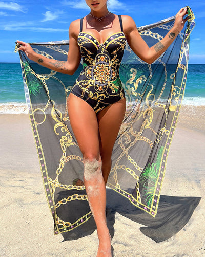 Darius - Maillot de bain une pièce avec détails en chaîne décoratifs et jupe de plage