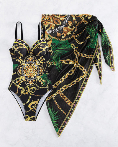 Darius - Maillot de bain une pièce avec détails en chaîne décoratifs et jupe de plage